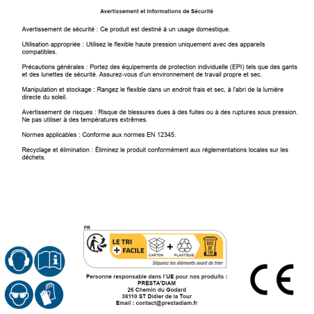 Flexible Haute Pression PRNHP05 – 0,73 kg – Résistant et Durable - RIBIMEX