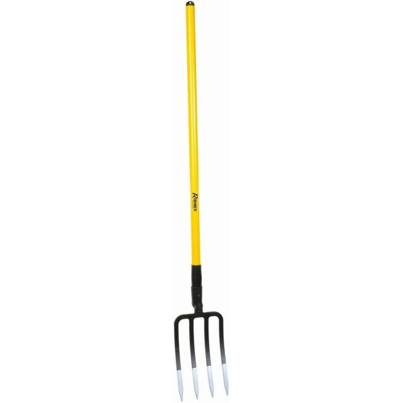 Fourche Bêche 4 Dents – Manche Creux 110 cm – Outil de Jardinage Pratique – Idéale pour le Travail du Sol - RIBIMEX