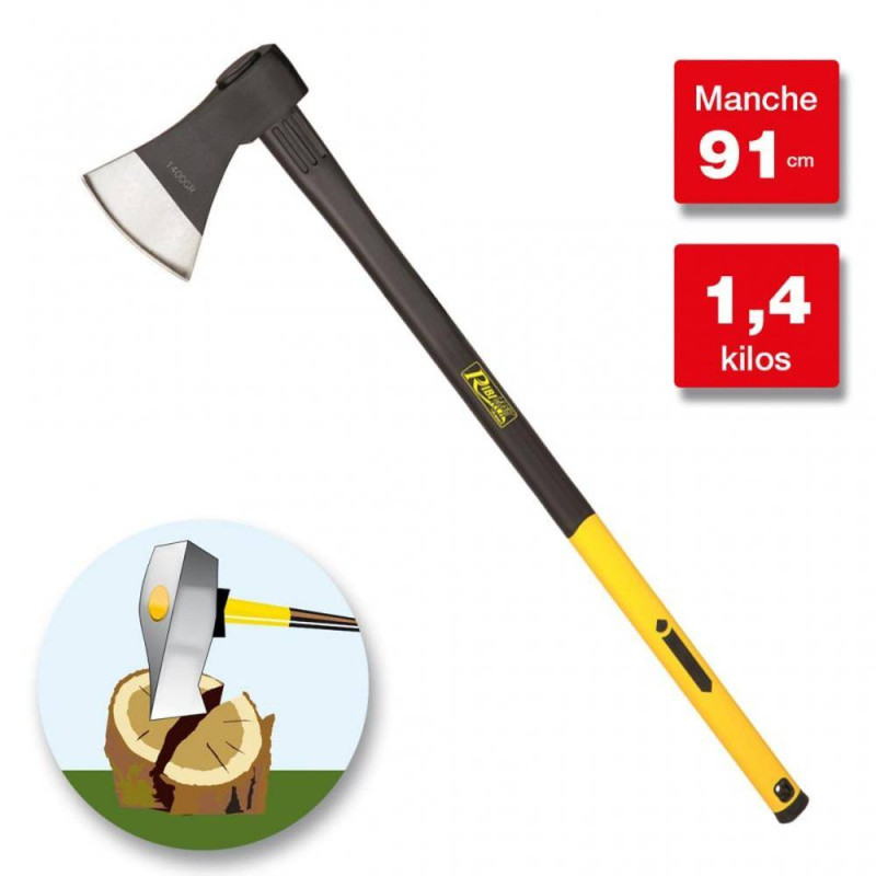 Hache 1,4kg – Manche Tri-Matière 91 cm – Outil de Coupe Efficace – RIBIMEX - RIBIMEX