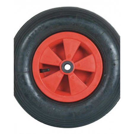 Roue Gonflable 400x105 mm – Axe 25 mm, Roulement à Aiguille – Idéale pour Chariots et Remorques - RIBIMEX