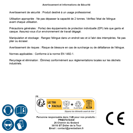 Élingue Plate 2T x 4M – Verte, Résistante et Durable – Idéale pour Levage - RIBIMEX