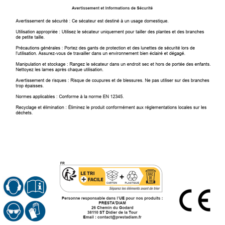 Sécateur Crémaillère 8" – Lames Courbées – Précision et Confort d'Utilisation - RIBIMEX