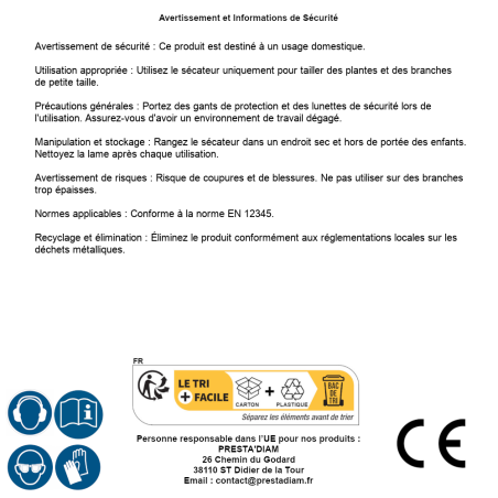 Sécateur 8" – Alu, Lame Courbée – Précision et Confort d'Utilisation - RIBIMEX