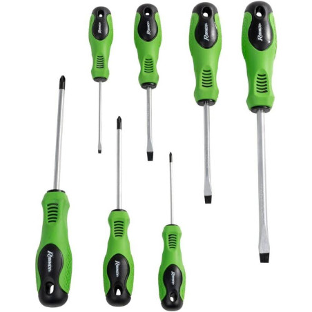 Lot de 7 Tournevis Bi-Matière – Outils Pratiques et Ergonomiques – Idéal pour Tous Vos Projets - RIBIMEX