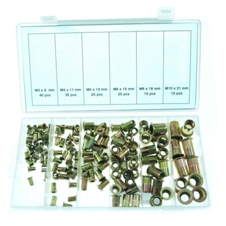 Assortiment 150 Écrous à Riveter M3 M4 M5 M6 M8 M10 - Acier - Fixation Rapide - Beast