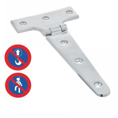 2 Charnières T Forgée Polie 152 mm - Inox A4 - D-Work