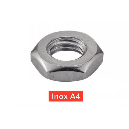 25 Écrous bas hexagonaux M20 - Inox A4, norme DIN 439 - ACTON
