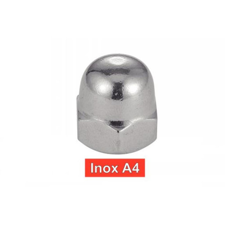 100 Écrous borgnes M10 - Inox A4, norme DIN 1587 - Résistants et anticorrosion - ACTON
