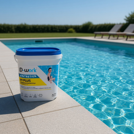 pH Plus pour Piscine en Poudre - Sceau 5 kg - Ajustement Facile du pH de l'Eau - D-Work