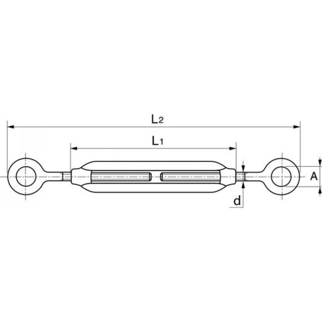 Tendeur œil-œil 16 mm - Inox A4 - Résistant et durable - ACTON