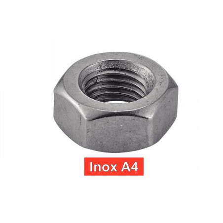 50 Écrous hexagonaux M12 pas fin - Inox A4, norme DIN 934 - ACTON