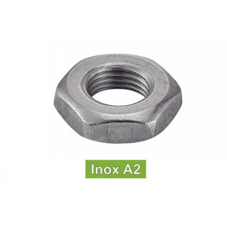 10 Écrous bas hexagonaux M30 pas fin - Inox A2, norme DIN 439 - Résistants et durables - ACTON