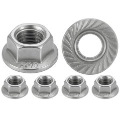 200 Écrous à embase crantée M5 - Inox A2, norme DIN 6923 - Résistants et durables - ACTON