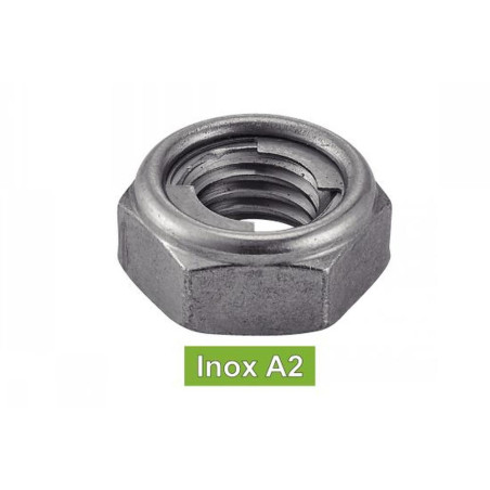 100 Ecrous Hexagonaux Indésserrables avec Bague Métal M6 mm - Inox A2 - D-Work