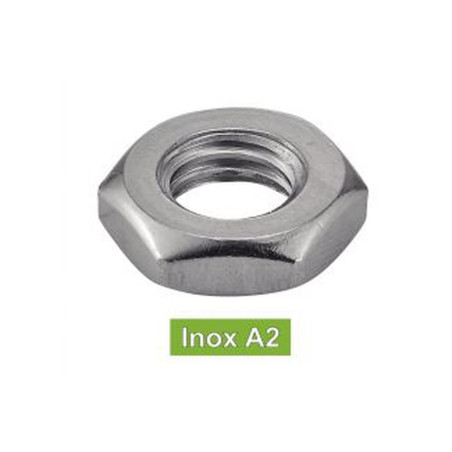 100 Écrous hexagonaux à pas à gauche M8 - Inox A2, norme DIN 439 - ACTON