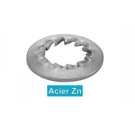 500 Rondelles éventail à dentures intérieures bombées 4 mm - Acier zingué - Fixation sécurisée - ACTON