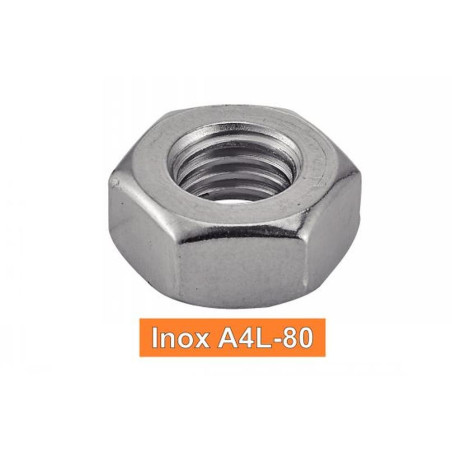 200 Ecrous Hexagonaux M6 mm - DIN 934 - Inox A4L-80 - D-Work