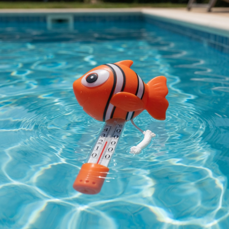 Thermomètre Poisson Clown Rouge - Accessoire Piscine Générique - Mesure Précise de Température - D-Work