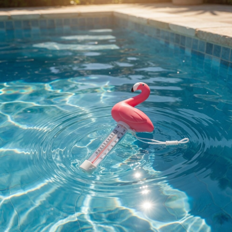Thermomètre Flamant Rose - Accessoire Piscine Générique - Mesure Précise de Température - D-Work