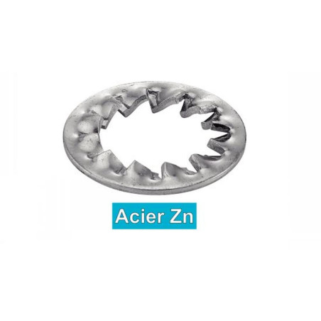200 Rondelles éventail à dentures intérieures 10 mm - Acier zingué - Fixation sécurisée - ACTON