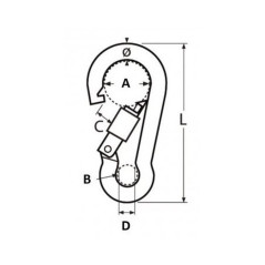 5 Mousquetons à œil 7 mm - Inox A4 - Résistants et durables - ACTON