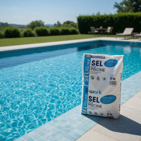 Sel Granulé pour Piscine 25 kg - Haute Pureté - Compatible Électrolyseur - Dissolution Rapide - D-Work