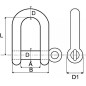 Manille droite forgée 5 mm - Inox A4 - Axe imperdable - ACTON