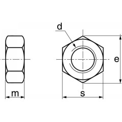 10 Écrous hexagonaux M16 - Inox A2, norme DIN 934 - ACTON
