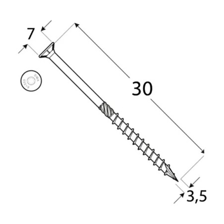 200 Vis De Construction À Tête Plate Cs 35030 - 3.5X30 mm T15 - D-Work