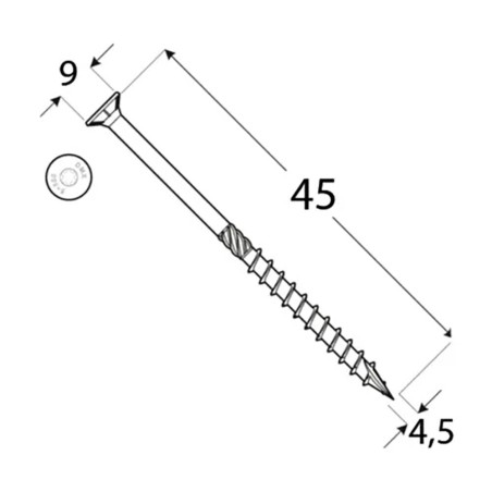 200 Vis De Construction À Tête Plate Cs 45045 - 4.5X45 mm T20 - D-Work