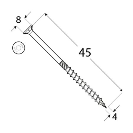 200 Vis De Construction À Tête Plate Cs 40045 - 4X45 mm T20 - D-Work