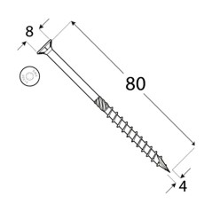 100 Vis De Construction À Tête Plate Cs 40080 - 4X80 mm T20 - D-Work