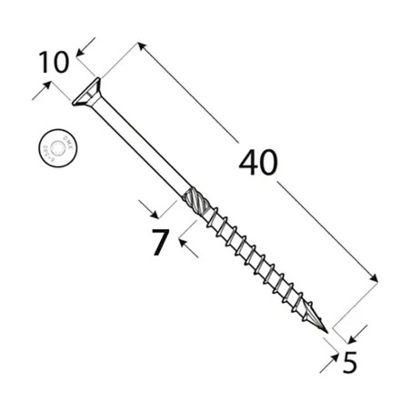 200 Vis de Construction à Tête Plate 5x40 mm T25 - D-Work