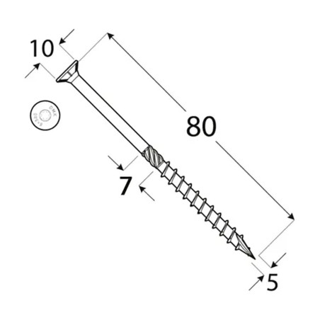 200 Vis De Construction À Tête Plate Cs 05080 - 5X80 mm T25 - D-Work