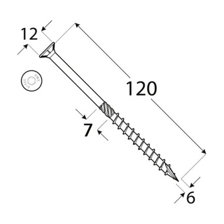 100 Vis de Construction à Tête Plate 6x120 mm T30 - D-Work