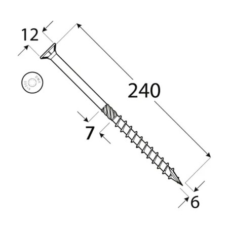 100 Vis de Construction à Tête Plate 6x240 mm T30 - D-Work