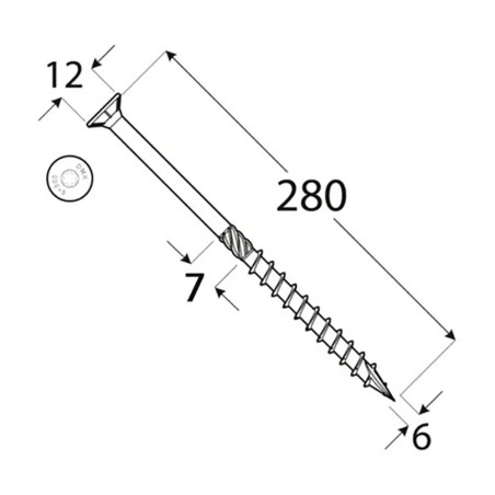 100 Vis De Construction À Tête Plate Cs 06280 - 6X280 mm T30 - D-Work