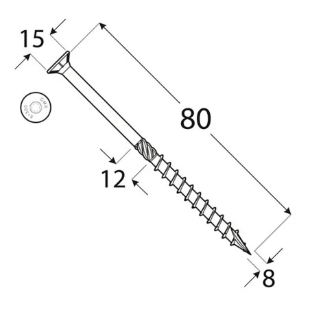 100 Vis De Construction À Tête Plate Cs 08080 - 8X80 mm T40 - D-Work