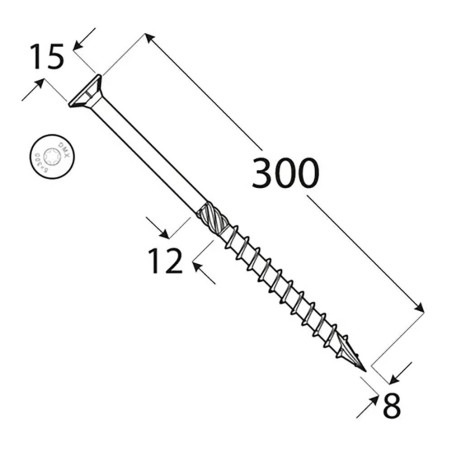 50 Vis de Construction à Tête Plate 8x300 mm T40 - D-Work