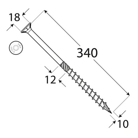 50 Vis De Construction À Tête Plate Cs 10340 - 10X340 mm T40 - D-Work