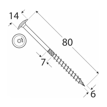 100 Vis De Construction À Tête Large Ct 06080 - 6X80 mm T30 - D-Work