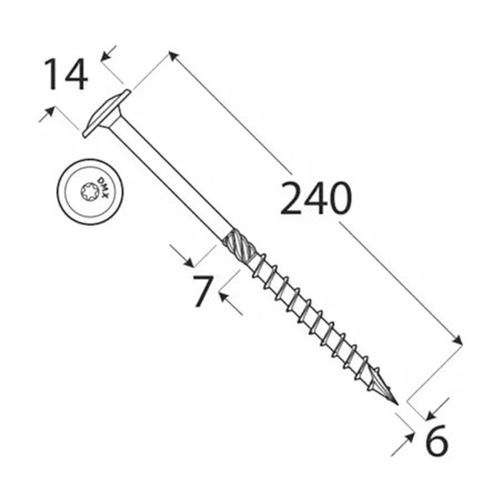100 Vis De Construction À Tête Large 6x240 Mm T30 - D-Work