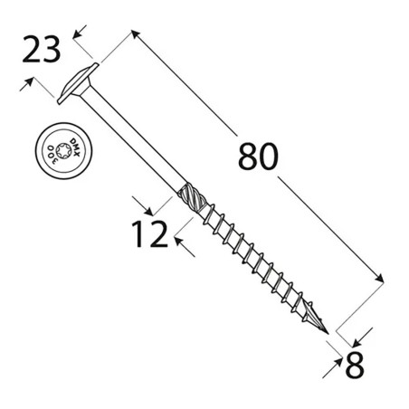 50 Vis De Construction À Tête Large Ct 08080 - 8X80 mm T40 - D-Work