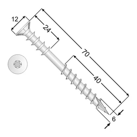200 Vis d’Écartement 6x70 mm T30 - Fiables et Pratiques - D-Work