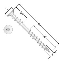 200 Vis d’Écartement 6x80 mm T30 - Fiables et Pratiques - D-Work