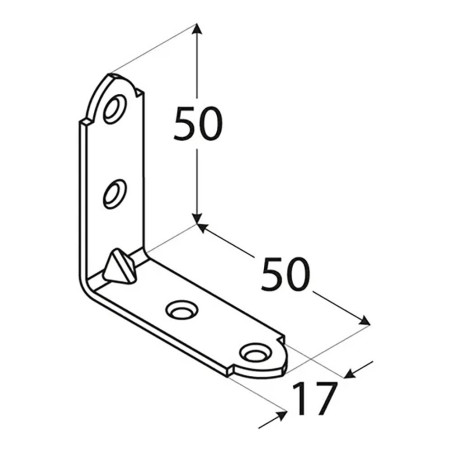 20 Équerres Étroitess 50x50x17x2 mm - Acier - Fixation Robuste - D-Work