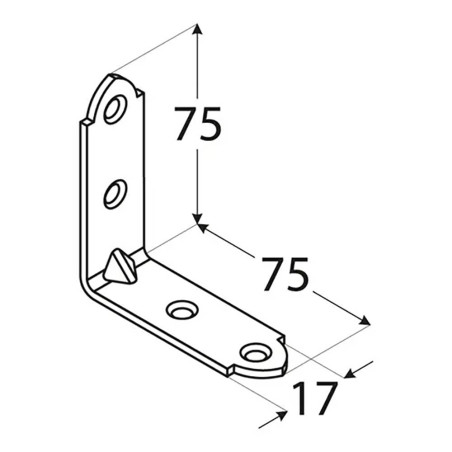 20 Équerres Étroites Kw4 - 75X75X17X2.0 mm - D-Work