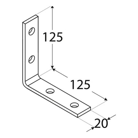 20 Équerres Étroitess 125x125x20x4 mm - Acier - Fixation Robuste - D-Work