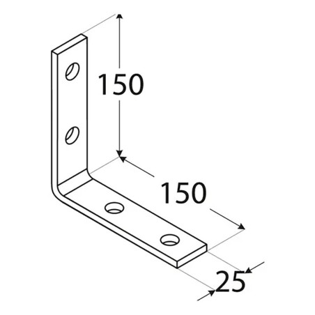 20 Équerres Étroitess 150x150x25x5 mm - Acier - Fixation Robuste - D-Work