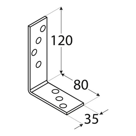 10 Équerres de Construction KB2 120x80x35x4 mm - Acier - Fixation Solide - D-Work